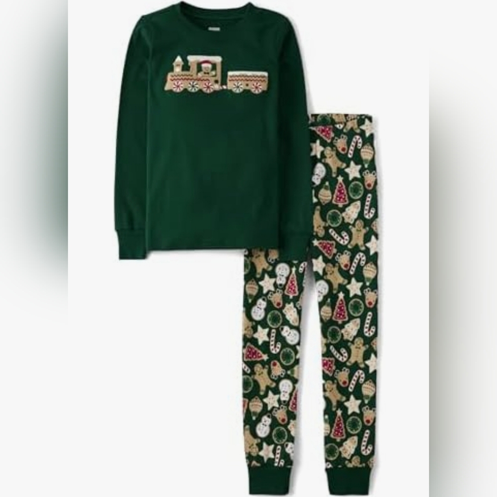 Gymboree Gymmies Green Gingerbread Train Holiday Pajamas 2pc Set Sz 18-24mo NEW